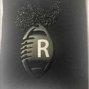 Black Football Pendant Necklace